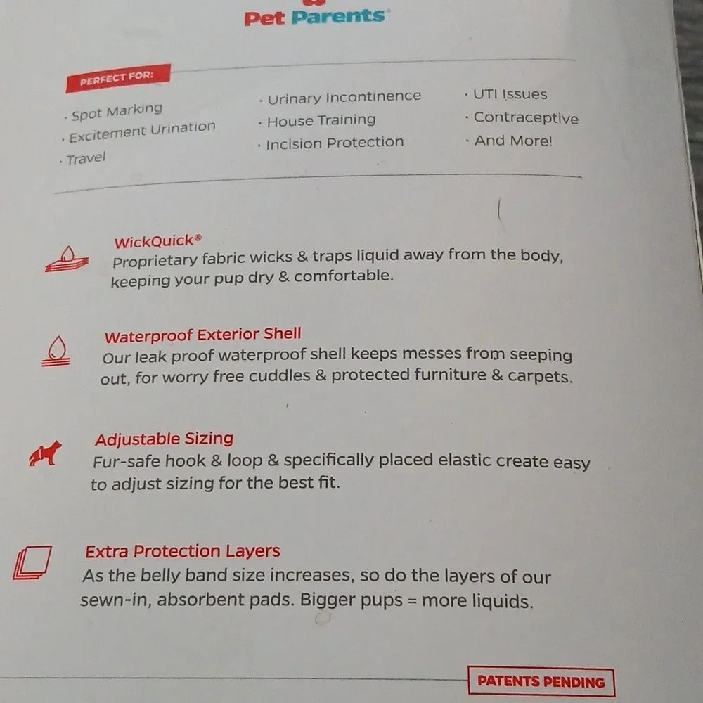 Pet Parents Set of 3 belly bands male dog diapers Sz M Waist 16